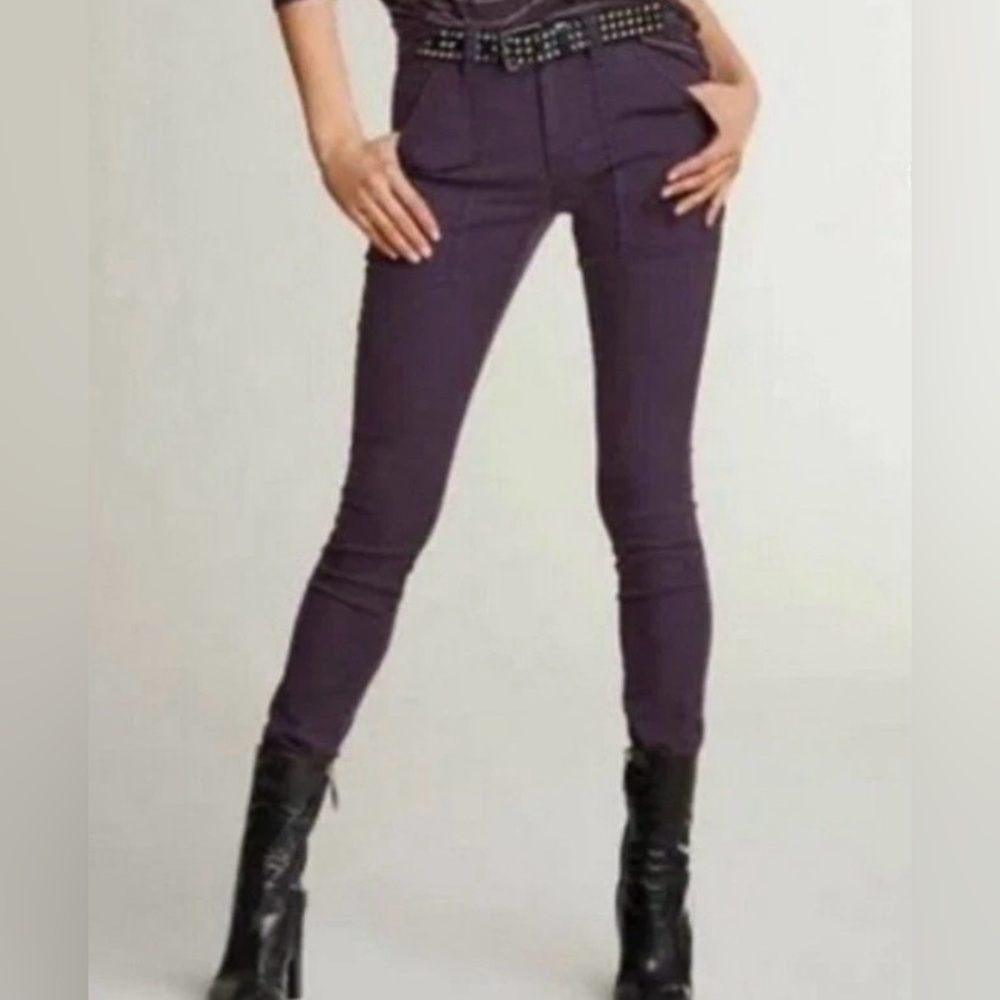 CAbi The Carpenter Pants 3926 Deep Plum Purple Stretch Pockets Straight Women 10